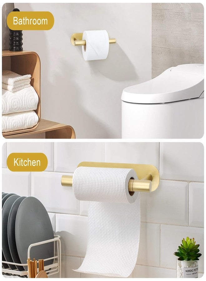 soaez Self Adhesive Brushed Gold Toilet Paper Holder, SUS304 Stainless Steel Toilet Roll Holder, Double Base Paper Towel Holder Wall Mount No Drilling for Bathroom, Kitchen, Washroom - Image 3