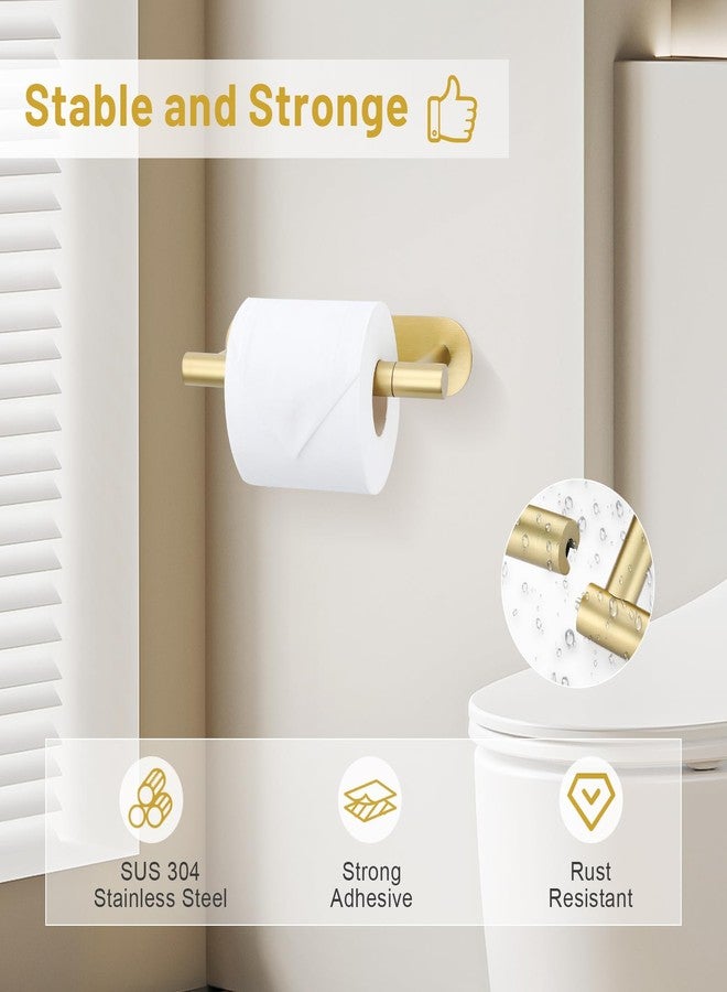soaez Self Adhesive Brushed Gold Toilet Paper Holder, SUS304 Stainless Steel Toilet Roll Holder, Double Base Paper Towel Holder Wall Mount No Drilling for Bathroom, Kitchen, Washroom - Image 2
