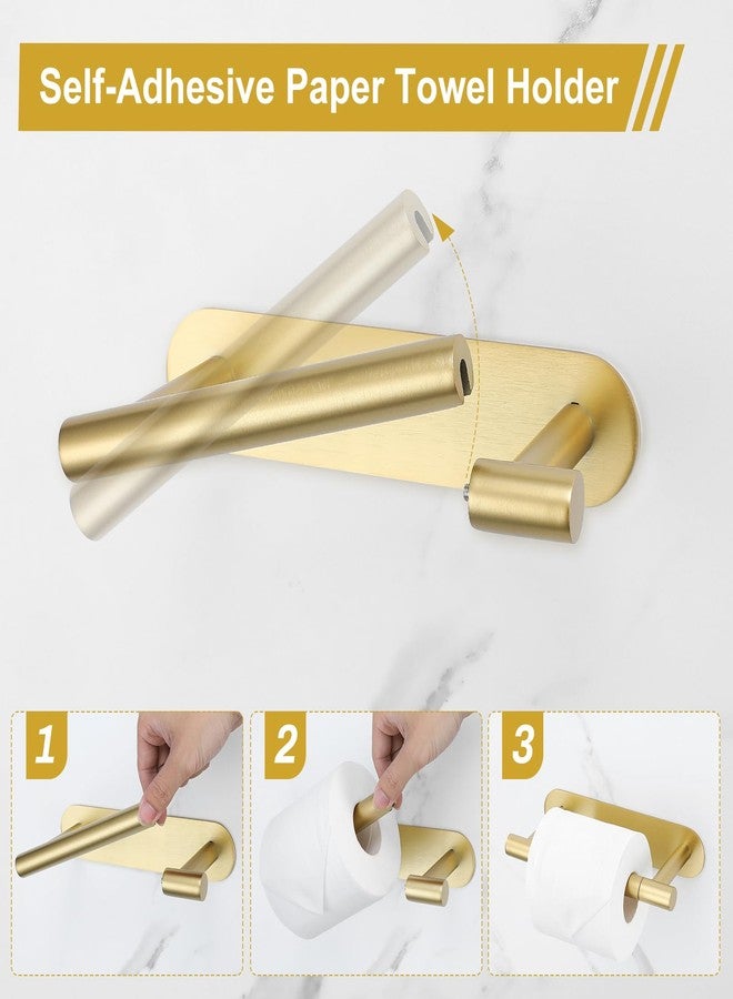 soaez Self Adhesive Brushed Gold Toilet Paper Holder, SUS304 Stainless Steel Toilet Roll Holder, Double Base Paper Towel Holder Wall Mount No Drilling for Bathroom, Kitchen, Washroom - Image 5