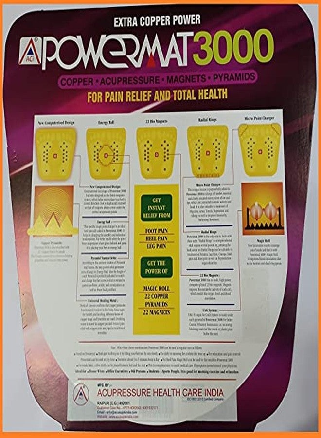 ACi Acupressure Power Mat with Magnets and Pyramids for Pain Relief Foot Mat - 3000 With Free Mini Roll - Image 2