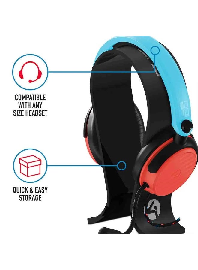 4Gamers C6-100 Wired Gaming Headset with Stand - Neon Blue & Red - Image 3