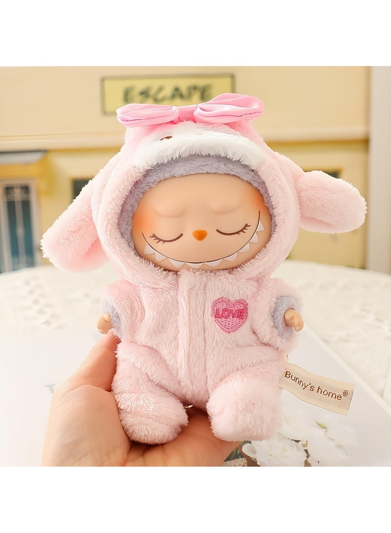 Dominy Plush Doll Clothes for Labubu, Fashion Labubu Clothes Set for 17cm Labubu, Cute Exquisite Accessories for Labubu Collection (Pink-02) - Image 2
