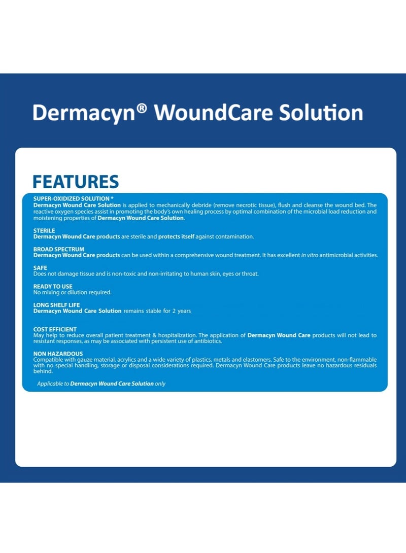 Dermacyn Wound Care Solution 500 mL - A super oxidized solution for moistening, cleaning and debriding wounds - Ready to use, pH Neutral, Non-irritating - Image 4