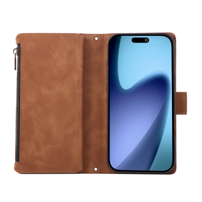 erorex For iPhone 17 Pro Multifunctional Multi-Card Wallet Phone Leather Case(Brown) - Image 5