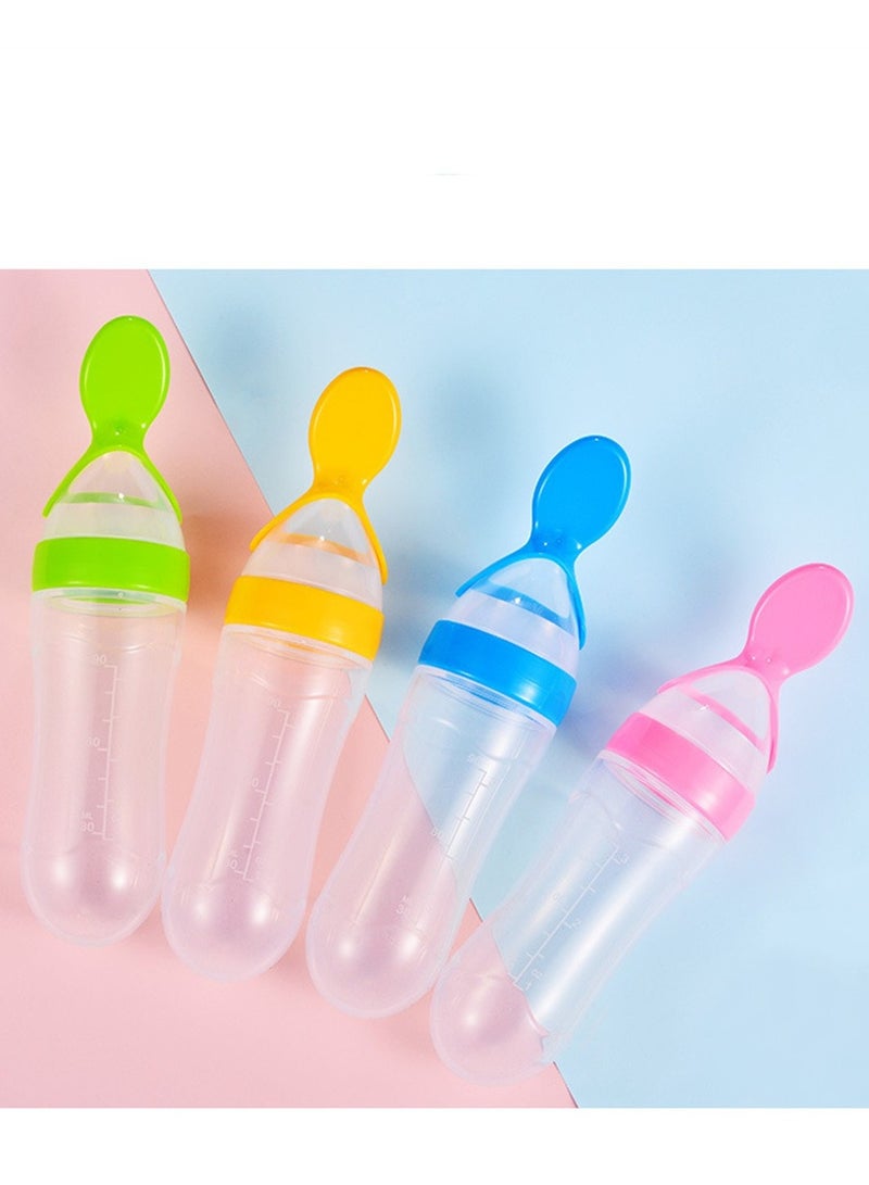 4PCS Soft Silicone Baby Light Weight Food Dispenser Bottle With Spoon Complementary Food Multicolour  - Image 1