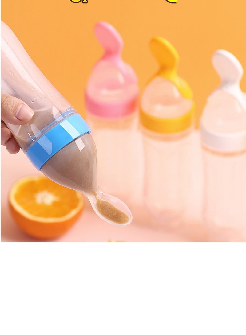 4PCS Soft Silicone Baby Light Weight Food Dispenser Bottle With Spoon Complementary Food Multicolour  - Image 3