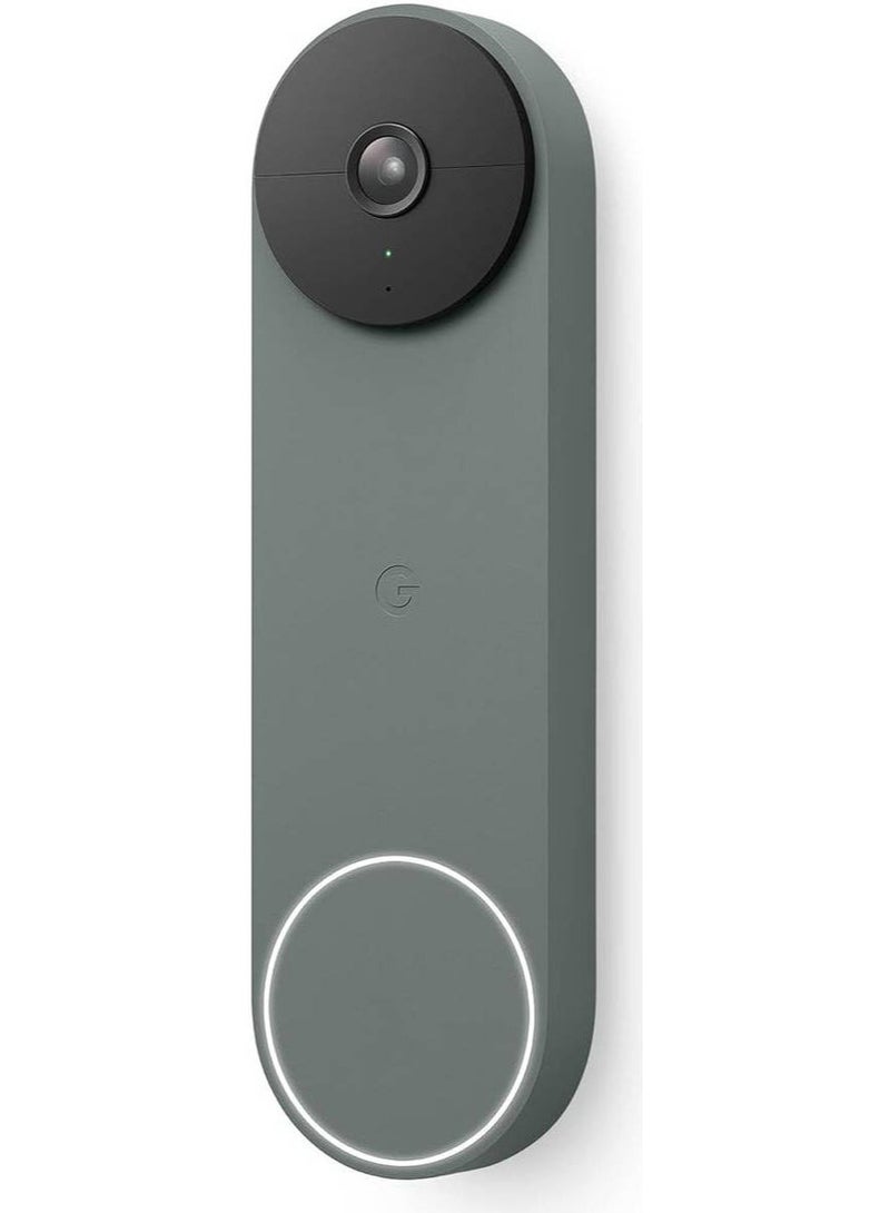 جرس باب Google Nest يعمل بالبطارية، مناسب لجميع الأبواب، مجال رؤية قطري ‎145°‎، اتصال Wi-Fi ثنائي النطاق، رؤية ليلية حتى ‎10‎ أقدام، يعمل مع مساعد Google، لون أخضر Ivy | ‎GA02075-US‎