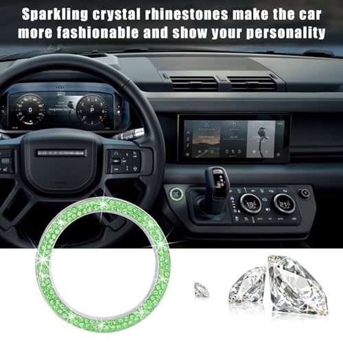 Kewucn Bling Crystal Double Rhinestone Car Engine Start Decoration Ring, Sparkling Push Start Button Sticker, Key Ignition & Knob Ring Decoration, Bling Car Interior Accessory (Light Green) - Image 5
