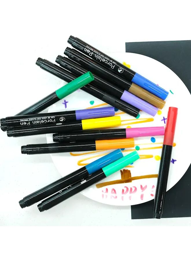 12 Colors Ceramic Painting Markers Water Based Non Toxic for Glass Art - Image 2