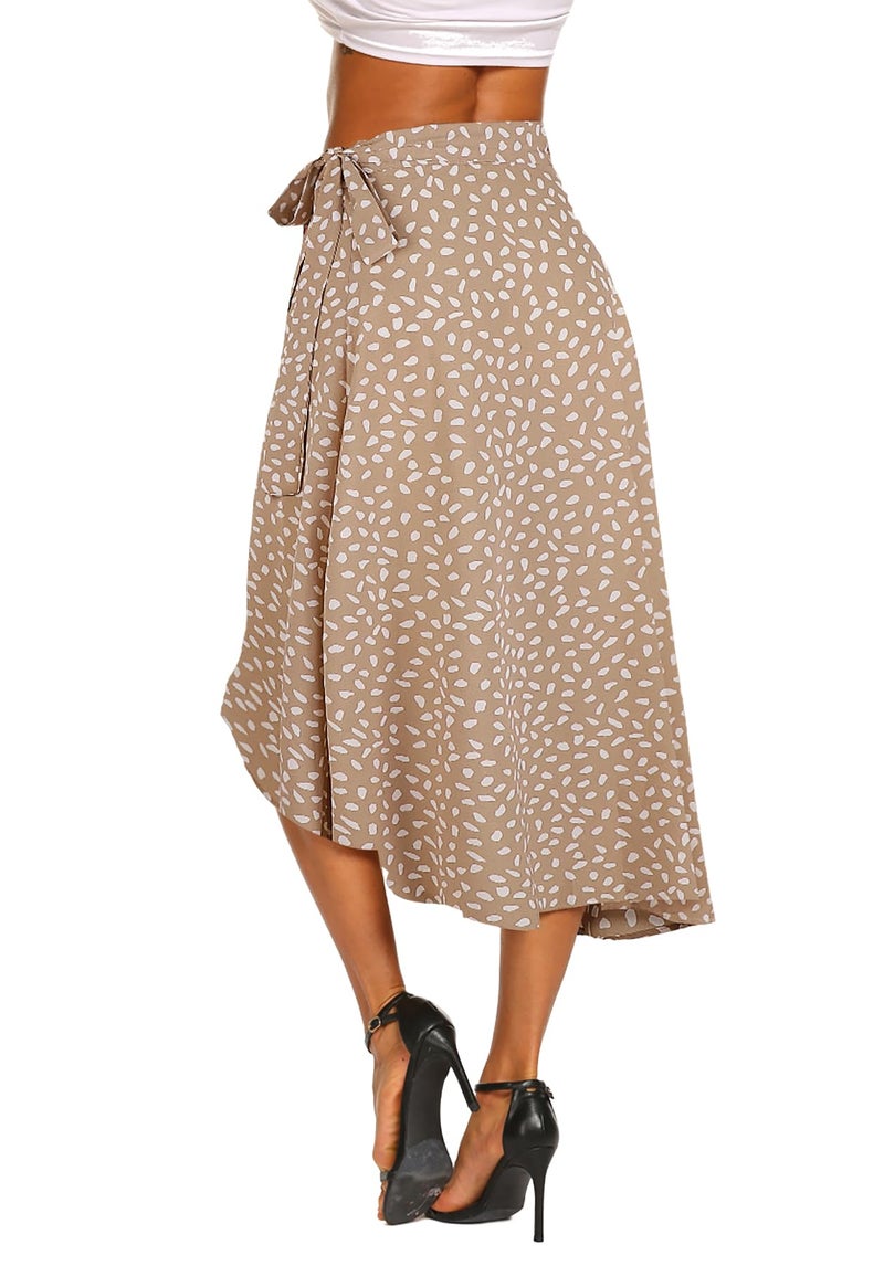 Newchoice Long Skirts for Women Summer Boho Printed Adjustable High Low Flowy Skirt (M,Floral9) - Image 4