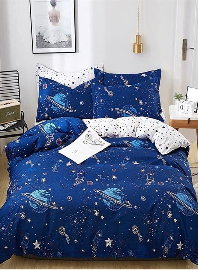 طقم سرير كينغ سايز 220x240 سم - 6 قطع، قماش ميكروفايبر - 1 غطاء لحاف، 1 ملاءة مشدودة، 4 أغطية وسائد، قابل للتنفس، مريح وناعم (الحشوة غير مشمولة)