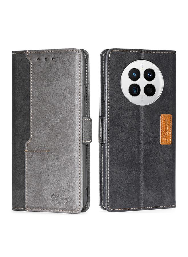 Green Tiger Case For Huawei Mate 50 Contrast Color Side Buckle Leather Phone Case - Image 1