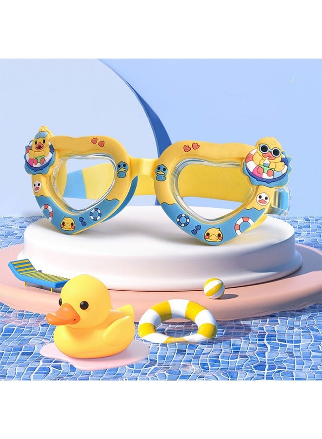 مجموعة مكونة من 3 قطع من نظارات السباحة للأطفال من السيليكون على شكل بطة كرتونية، معدات غوص للتدريب على السباحة