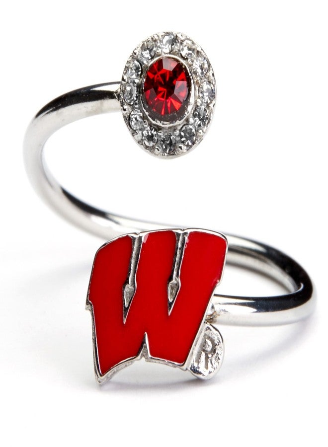 Stone Armory UW Badgers University of Wisconsin Gifts - Wisconsin Badgers Womens Ring with Crystals - Hypoallergenic and Adjustable Sizes 5-12 - Wisconsin Badgers Womens Apparel - Image 1