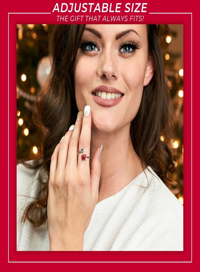 Stone Armory UW Badgers University of Wisconsin Gifts - Wisconsin Badgers Womens Ring with Crystals - Hypoallergenic and Adjustable Sizes 5-12 - Wisconsin Badgers Womens Apparel - Image 5