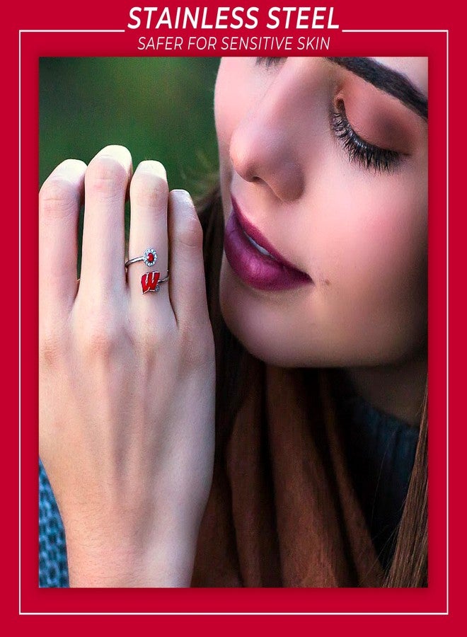 Stone Armory UW Badgers University of Wisconsin Gifts - Wisconsin Badgers Womens Ring with Crystals - Hypoallergenic and Adjustable Sizes 5-12 - Wisconsin Badgers Womens Apparel - Image 4