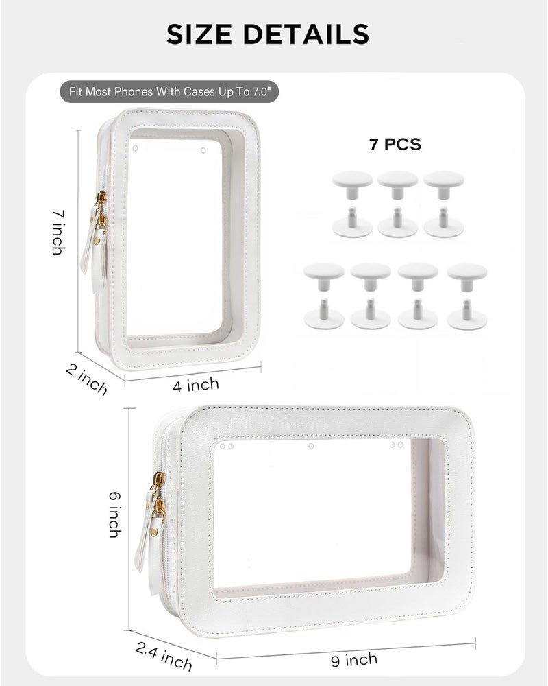 LETGO Clear Insert Bag for Bogg Bag Accessories - 2 Packs Leather Zipper Insert Pouch for Bogg Tote Travel Makeup Clean Toiletry Handbag Organizer Cosmetic Divider Storage Inner Pouch (Beige) - Image 3