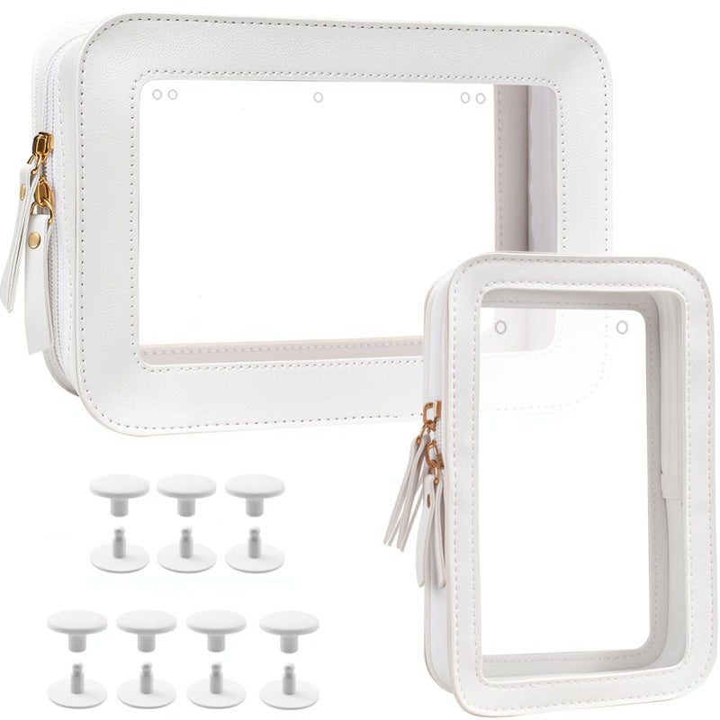 LETGO Clear Insert Bag for Bogg Bag Accessories - 2 Packs Leather Zipper Insert Pouch for Bogg Tote Travel Makeup Clean Toiletry Handbag Organizer Cosmetic Divider Storage Inner Pouch (Beige) - Image 1