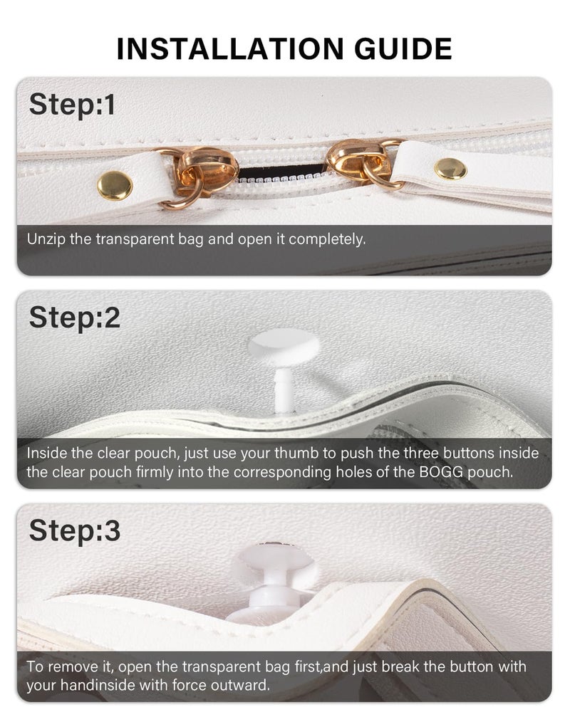 LETGO Clear Insert Bag for Bogg Bag Accessories - 2 Packs Leather Zipper Insert Pouch for Bogg Tote Travel Makeup Clean Toiletry Handbag Organizer Cosmetic Divider Storage Inner Pouch (Beige) - Image 5