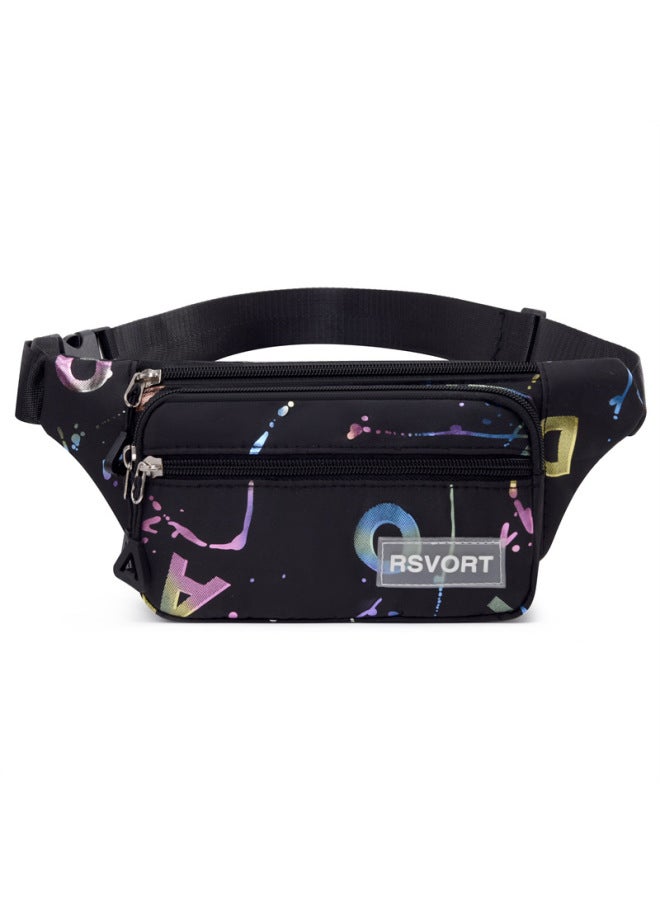 Waterproof OxFord Cloth Fit Waist Bag Mobile Phone Bag Fashion Shopping Bag Crossbody Bag Single Shoulder Trendy Brand Women's Bag Trendy Women's Bag-Color:Black - Image 1
