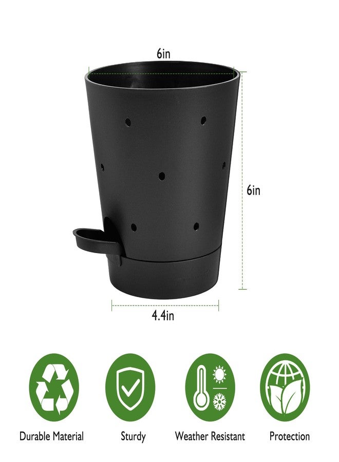 Vanslogreen Orchid Pots with Holes, 6 Inch Self Watering Orchid Pot 2 Pack Plastic Plant Pots for Orchid, Flower (Black) - Image 5
