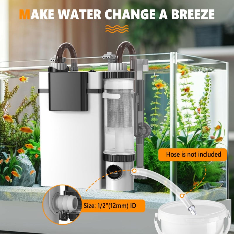hygger Quiet Hang On Back Aquarium Filter 5-30 Gallon Small Fish Tank Canister Filter with Surface Skimmer Spray Bar 3 Floss Pads Bio Filter Media Adjustable Flow, Easy Water Change 132 GPH - Image 4