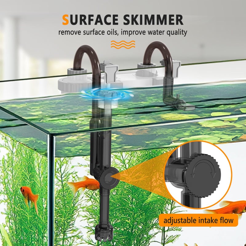 hygger Quiet Hang On Back Aquarium Filter 5-30 Gallon Small Fish Tank Canister Filter with Surface Skimmer Spray Bar 3 Floss Pads Bio Filter Media Adjustable Flow, Easy Water Change 132 GPH - Image 5