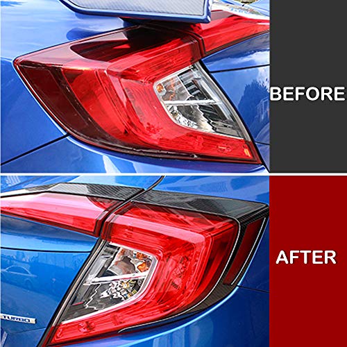 Kadore Carbon Fiber Color Rear Tail Light Eyebrow Cover Trim for Honda Civic 2016-2020 2021 Sedan 10th Gen 4-pc - Image 4