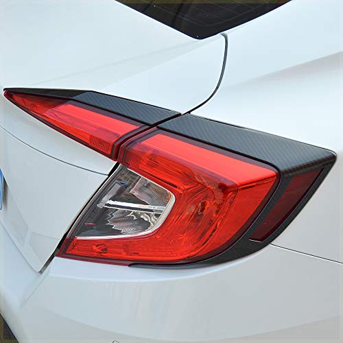Kadore Carbon Fiber Color Rear Tail Light Eyebrow Cover Trim for Honda Civic 2016-2020 2021 Sedan 10th Gen 4-pc - Image 1