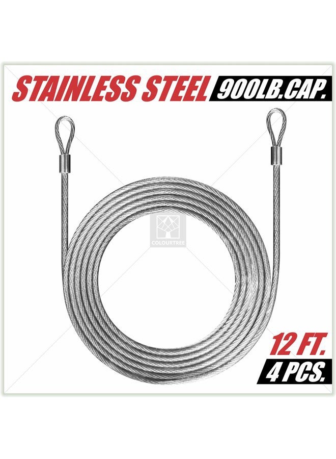 ColourTree 15m (3.7m x 4pc) PVC Coated Stainless Steel Metal Wire Cable Ropes Hardware Kits For Square and Rectangle Sun Shade Sail Canopy - Commercial Standard Heavy Duty - Image 4