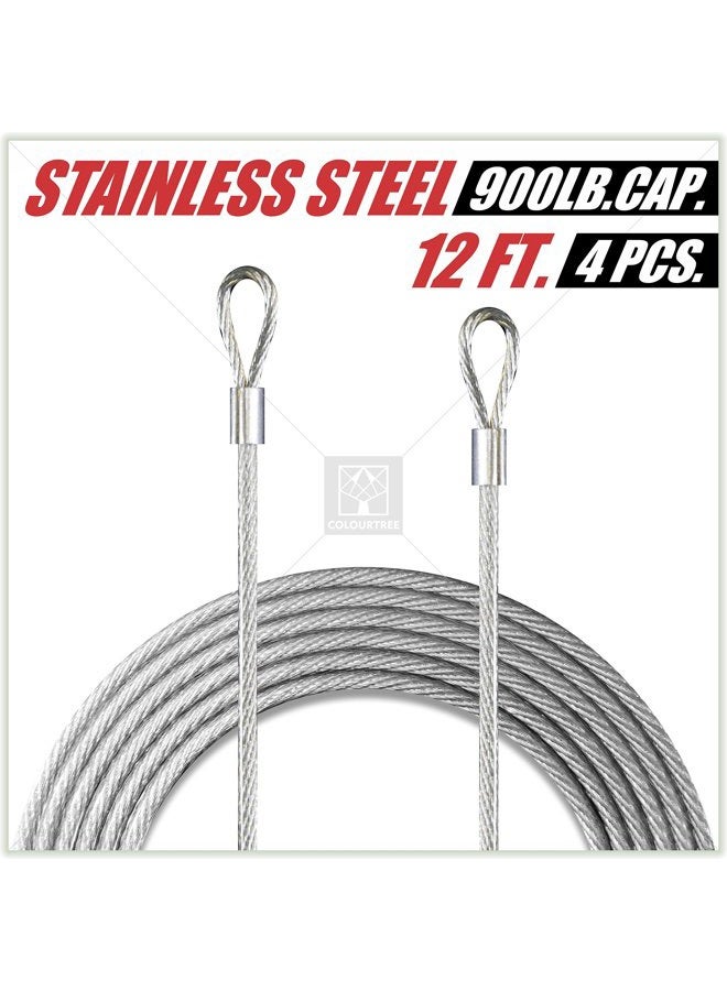 ColourTree 15m (3.7m x 4pc) PVC Coated Stainless Steel Metal Wire Cable Ropes Hardware Kits For Square and Rectangle Sun Shade Sail Canopy - Commercial Standard Heavy Duty - Image 2