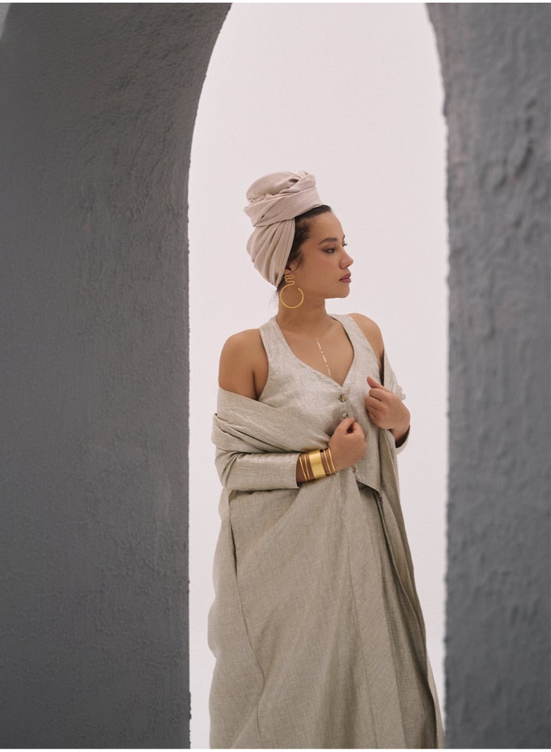 UMAY FASHION HALTERNECK VEST | GLOSSY BEIGE - Image 3