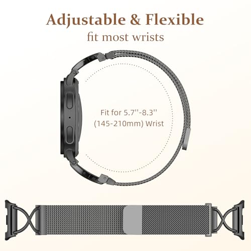 Dirrelo Stainless Steel Mesh Bands Compatible for Galaxy Watch 8 Classic Band 46mm/Galaxy Watch 8 40mm 44mm Bands, Metal Business Replacement Strap Compatible for Samsung Watch 8/8 Classic Women Men,Black - Image 5