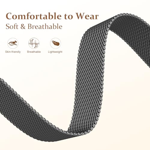 Dirrelo Stainless Steel Mesh Bands Compatible for Galaxy Watch 8 Classic Band 46mm/Galaxy Watch 8 40mm 44mm Bands, Metal Business Replacement Strap Compatible for Samsung Watch 8/8 Classic Women Men,Black - Image 3
