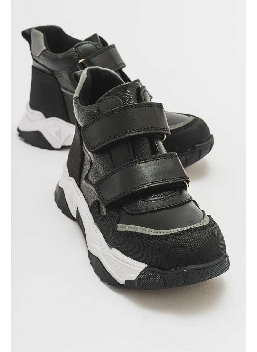 ام ان بي سي Boy Black Leather Anatomical Casual Boots