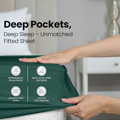 Utopia Bedding Queen Fitted Sheet - Bottom Sheet - Deep Pocket - Soft Microfiber - Shrinkage and Fade Resistant - Easy Care -1 Fitted Sheet Only (Emerald) - Image 4