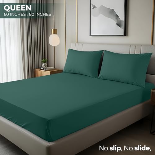 Utopia Bedding Queen Fitted Sheet - Bottom Sheet - Deep Pocket - Soft Microfiber - Shrinkage and Fade Resistant - Easy Care -1 Fitted Sheet Only (Emerald) - Image 2