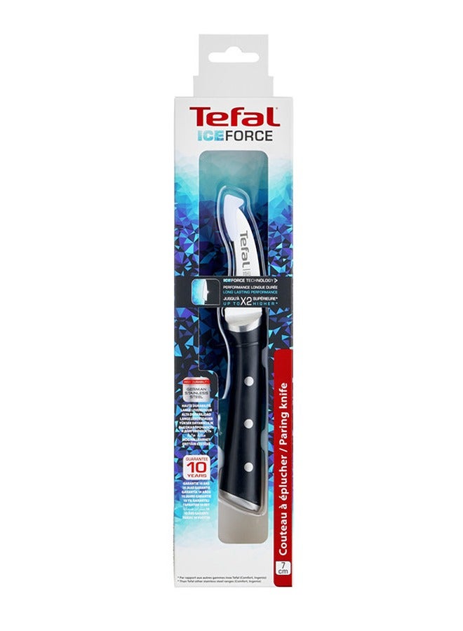 Tefal Ice Force 7Cm Curved Paring Knife Black Stainless Steel K2321214 Silver/Black Silver/Black - Image 4