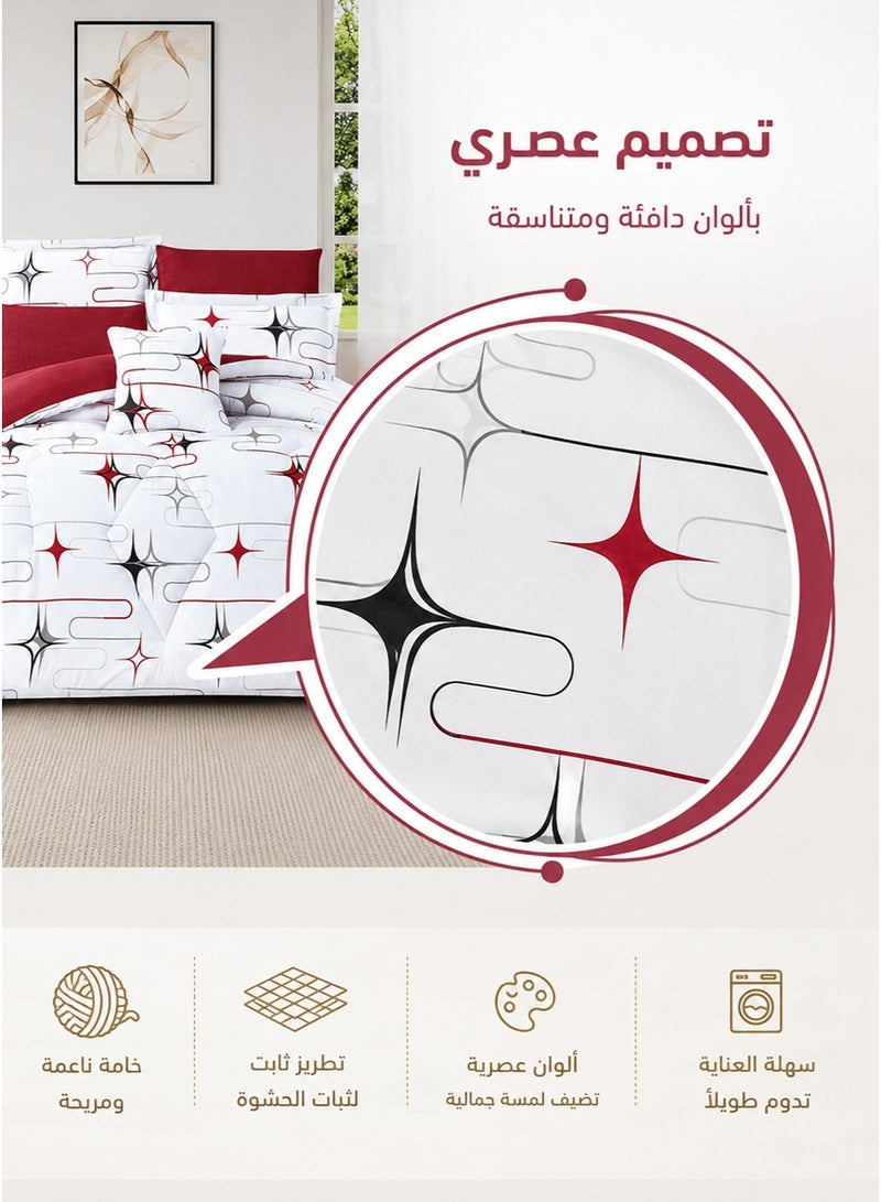 Miral Summer Luxury Reversible Double Bed Comforter Set | 7 Pieces | Premium Quilted Comforter 260×240 cm | Deep Fitted Sheet 200×200+30 cm | Modern Elegant Design - Image 2