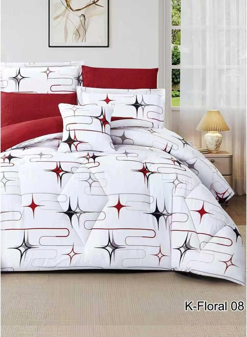 Miral Summer Luxury Reversible Double Bed Comforter Set | 7 Pieces | Premium Quilted Comforter 260×240 cm | Deep Fitted Sheet 200×200+30 cm | Modern Elegant Design - Image 1