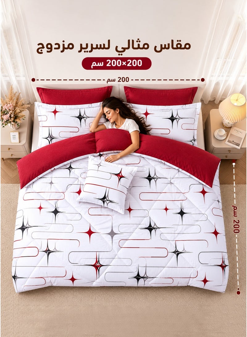 Miral Summer Luxury Reversible Double Bed Comforter Set | 7 Pieces | Premium Quilted Comforter 260×240 cm | Deep Fitted Sheet 200×200+30 cm | Modern Elegant Design - Image 3