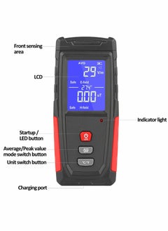 Excefore EMF Meter, Portable Digital Radiation Detector, Handheld EMF Detector for Home/Outdoor, Electric/Magnetic Field/Ghost Detector - LED Light & Sound Alarm Black (1-1999V/m, 0.01-99.99μT)  - Image 3