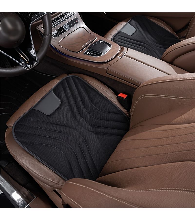 Car Breathable Seat Cushion 1pc Brown Non Slip Soft Sponge Honeycomb Mesh - Image 2
