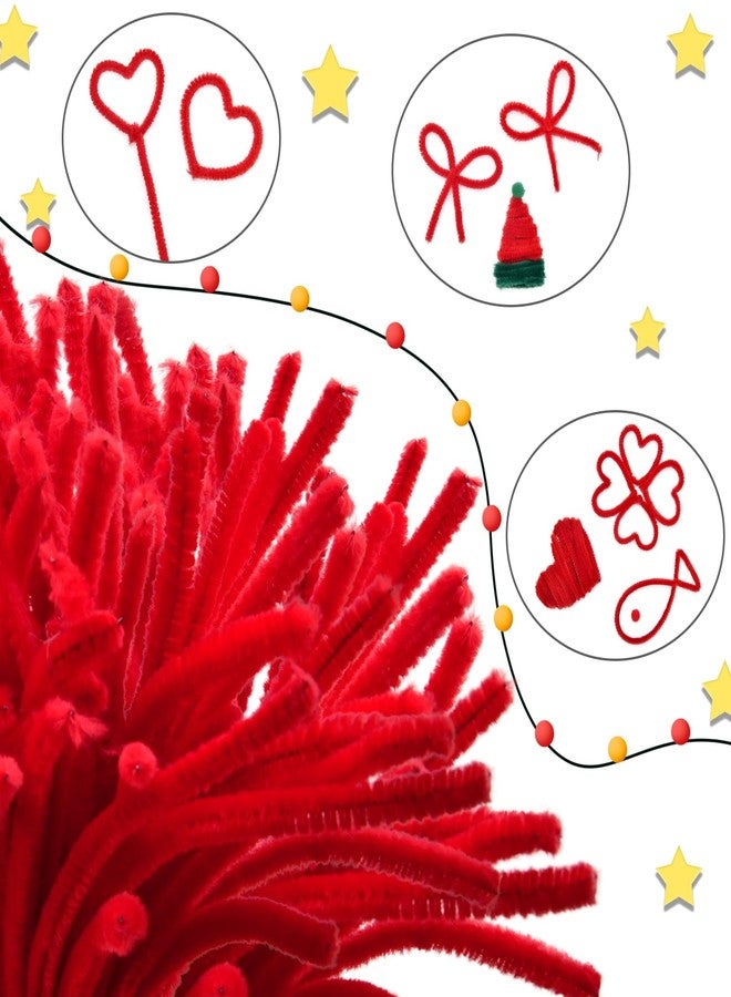 Hapeper 200 Pieces Christmas Pipe Cleaners Chenille Stems for Arts Crafts Projects Supplies (Red) - Image 4