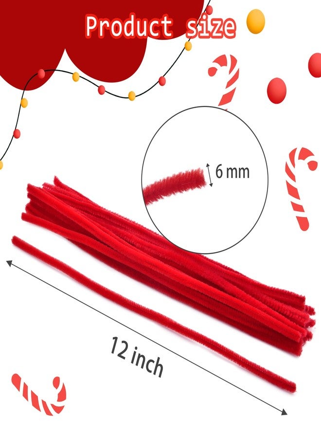 Hapeper 200 Pieces Christmas Pipe Cleaners Chenille Stems for Arts Crafts Projects Supplies (Red) - Image 3