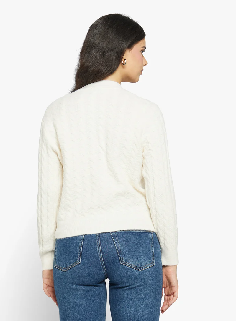 جينجر Chunky Cable Knit Cardigan