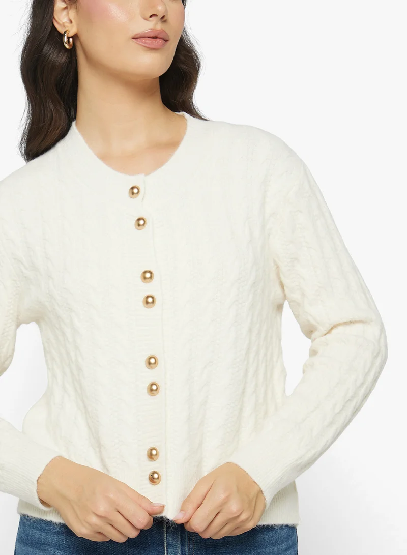 Ginger Chunky Cable Knit Cardigan