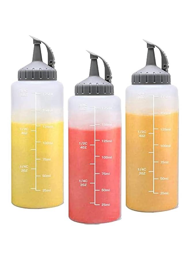 رينكس زجاجات ارات لاستيكية قالة للضغط م الميكاكوز، قالة لاعادة الملء مع اغطية ملتوية  للصلصات الساخة وصلصة الشواء والزيت والارات وصلصة السلطة رمادي) - Image 1