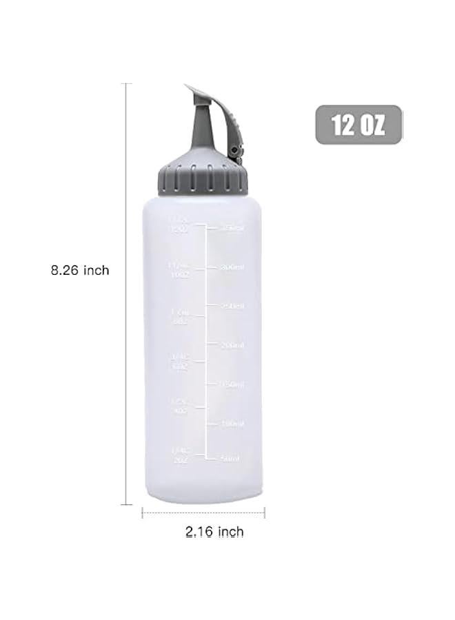 رينكس زجاجات ارات لاستيكية قالة للضغط م الميكاكوز، قالة لاعادة الملء مع اغطية ملتوية  للصلصات الساخة وصلصة الشواء والزيت والارات وصلصة السلطة رمادي) - Image 5