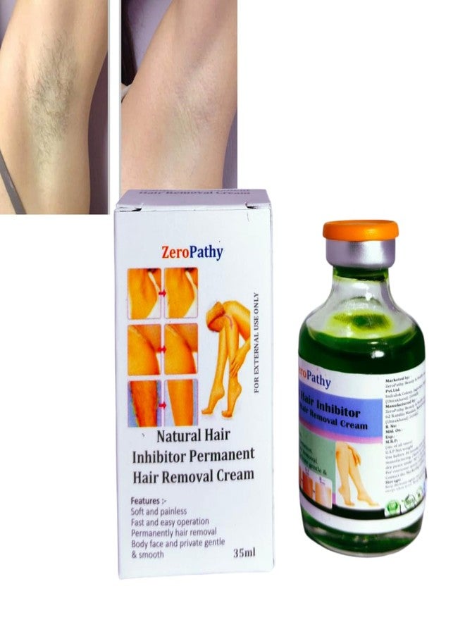 Zero Pathy Painless Permanent Hair Remove gel Painless Growth Remove and Gently Dark Spot Remover 90 DAYS permanently Facial Gel for Women and Men with Natural Herbs Growth Stop for Body, Private Parts, and Underarm Clear .35ml - Image 2